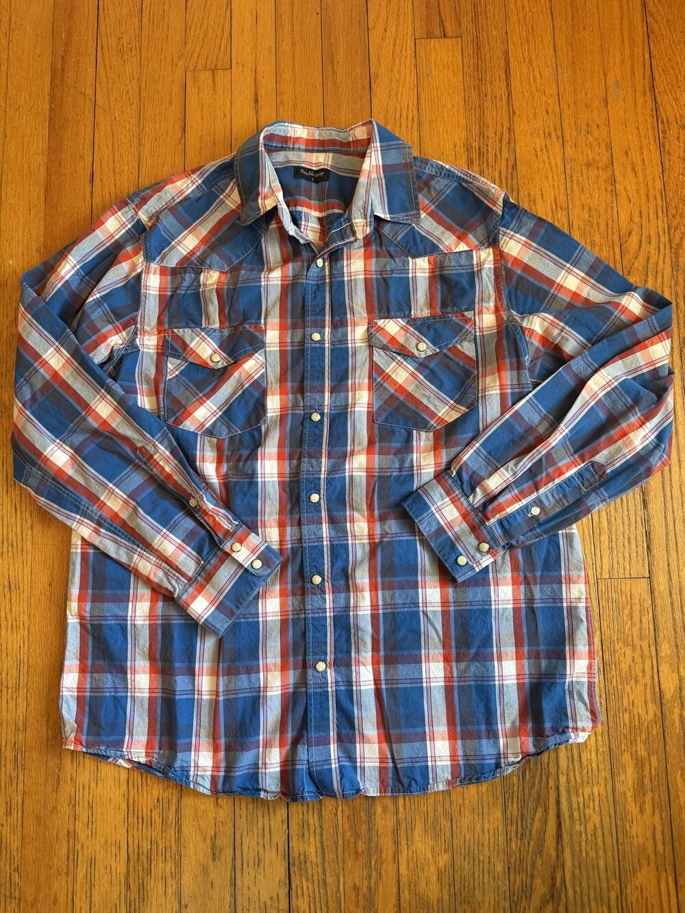 Double Pump Mens Plaid Western Large Snap Front LS